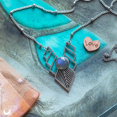 Collier fantaisie "Athena" Labradorite ajustable, acier inoxydable - Illustrations & Bijoux fantaisie ClairObscur Art