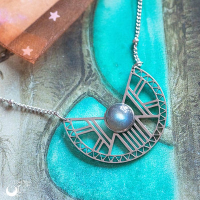 Collier fantaisie "Héra" ajustable, acier inoxydable - Pierre au choix - Illustrations & Bijoux fantaisie ClairObscur Art
