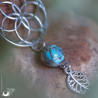 Collier "Fleur de Vie" Turquoise, breloque au choix - Illustrations & Bijoux fantaisie ClairObscur Art