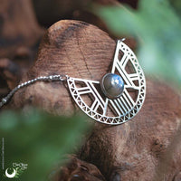 Collier "Héra" Labradorite, acier inoxydable - Illustrations & Bijoux fantaisie ClairObscur Art