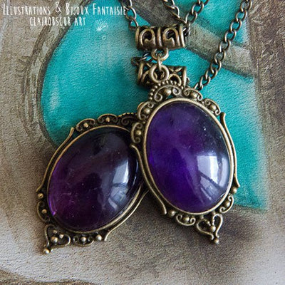 Collier "Leda" Améthyste - taille de la chaine personnalisable - Illustrations & Bijoux fantaisie ClairObscur Art