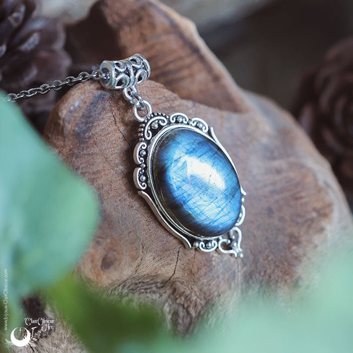 Collier "Leda" Labradorite - taille de la chaine personnalisable - Illustrations & Bijoux fantaisie ClairObscur Art