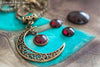 Collier "Luna" Grenat - Illustrations & Bijoux fantaisie ClairObscur Art