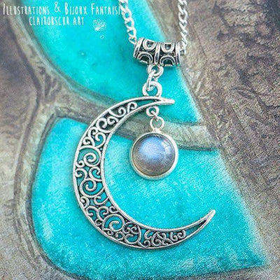 Collier "Luna" Labradorite - Illustrations & Bijoux fantaisie ClairObscur Art