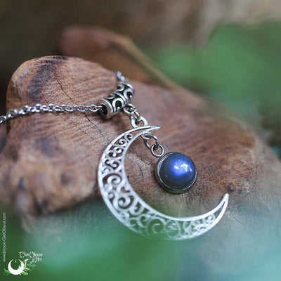 Collier "Luna" Labradorite, taille de la chaine au choix - Illustrations & Bijoux fantaisie ClairObscur Art
