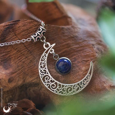 Collier "Luna" Lapis lazuli, taille de la chaine au choix - Illustrations & Bijoux fantaisie ClairObscur Art