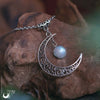 Collier "Luna" Pierre de Lune Arc-en-ciel, taille de la chaine au choix - Illustrations & Bijoux fantaisie ClairObscur Art