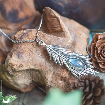 Collier "Plume" Labradorite - Illustrations & Bijoux fantaisie ClairObscur Art