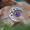 Collier "SIRONA" Améthyste, en acier inoxydable, taille de la chaine au choix - Illustrations & Bijoux fantaisie ClairObscur Art