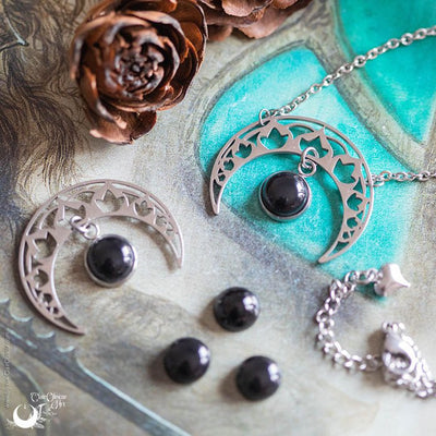 Collier "SIRONA" Onyx, en acier inoxydable, taille de la chaine au choix - Illustrations & Bijoux fantaisie ClairObscur Art