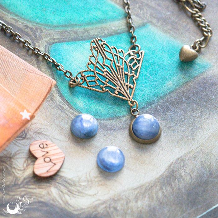 Collier/Diadème 2 en 1 "Butterfly" ajustable, pierre au choix. - Précommande - Illustrations & Bijoux fantaisie ClairObscur Art
