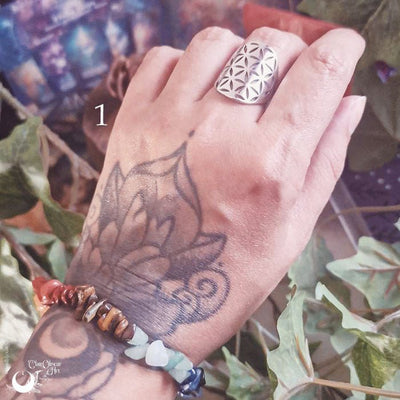 [Pack de Noël] Bague Fleur de vie + Bracelet CHAKRAS - Illustrations & Bijoux fantaisie ClairObscur Art
