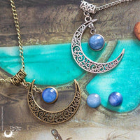 Parure Collier Luna et bague elfique "Elwing", pierre au choix ! - Illustrations & Bijoux fantaisie ClairObscur Art