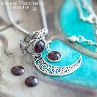 Parure Collier Luna et bague elfique "Elwing", pierre au choix ! - Illustrations & Bijoux fantaisie ClairObscur Art