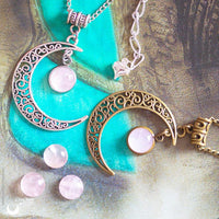 Parure Collier Luna et bague elfique "Elwing", pierre au choix ! - Illustrations & Bijoux fantaisie ClairObscur Art