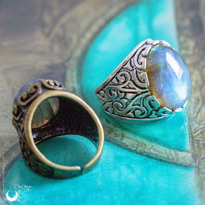 [Precommande] Bague "Calypso" Labradorite mixte - Illustrations & Bijoux fantaisie ClairObscur Art