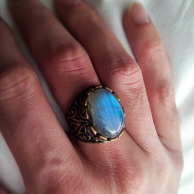[Precommande] Bague "Calypso" Labradorite mixte - Illustrations & Bijoux fantaisie ClairObscur Art