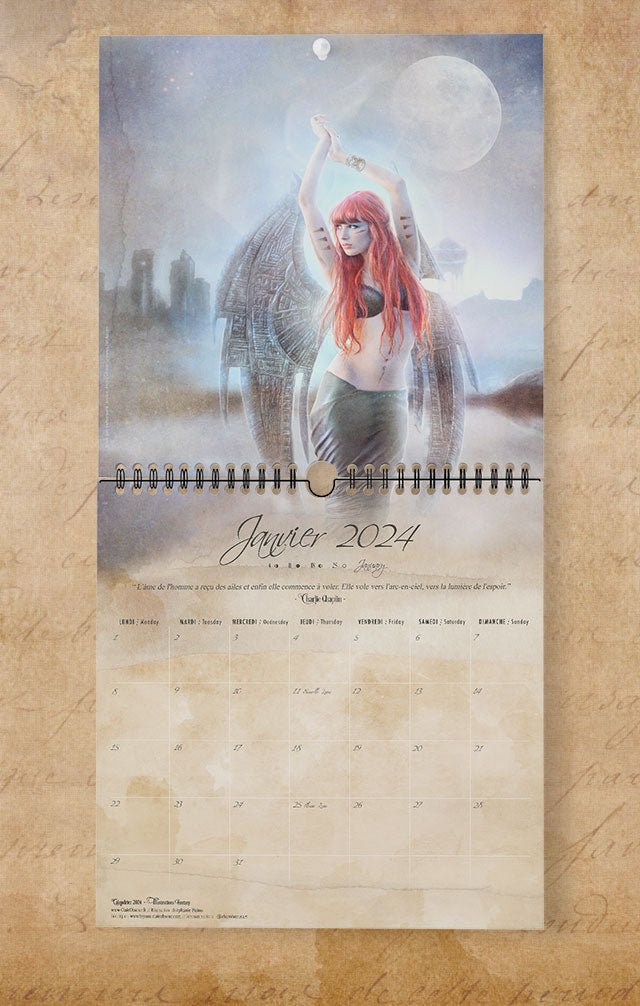 Calendrier Mural 2024 Fées Fantasy – 30,5x30,5 Cm Fermé – 12 Illustrations Féeriques – Agenda De Poche 2024 Offert