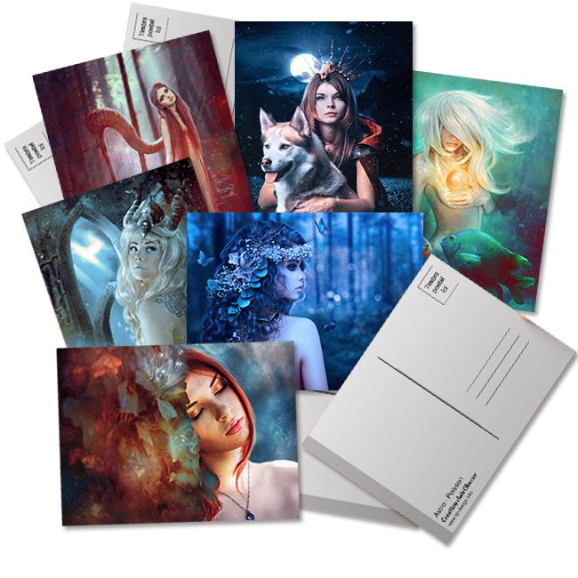 Produits cadeaux : 1 carte postale ClairObscur + 1 sticker mural papillon - Illustrations & Bijoux fantaisie ClairObscur Art